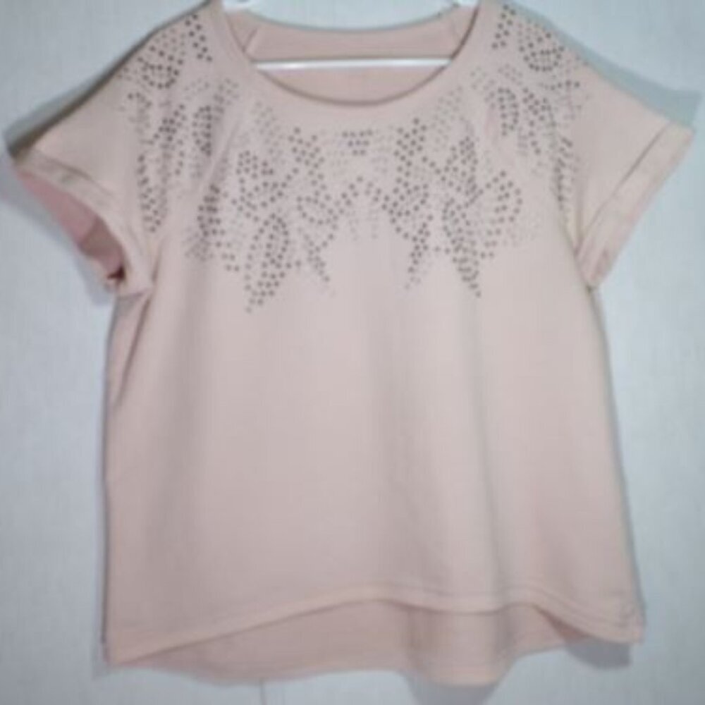 APT 9 Top Womens Size XL Light Peach Studded Short Sleeve Round Neck